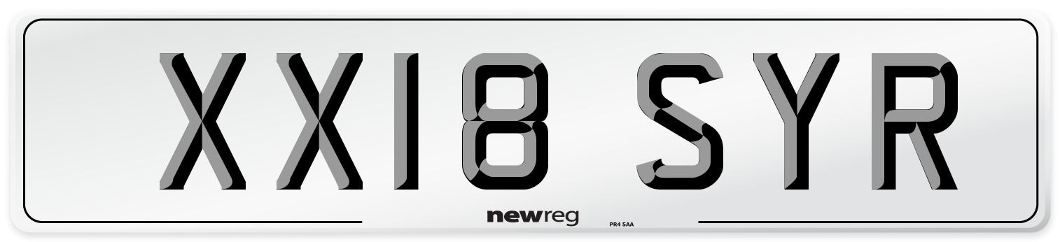 XX18 SYR Number Plate from New Reg
